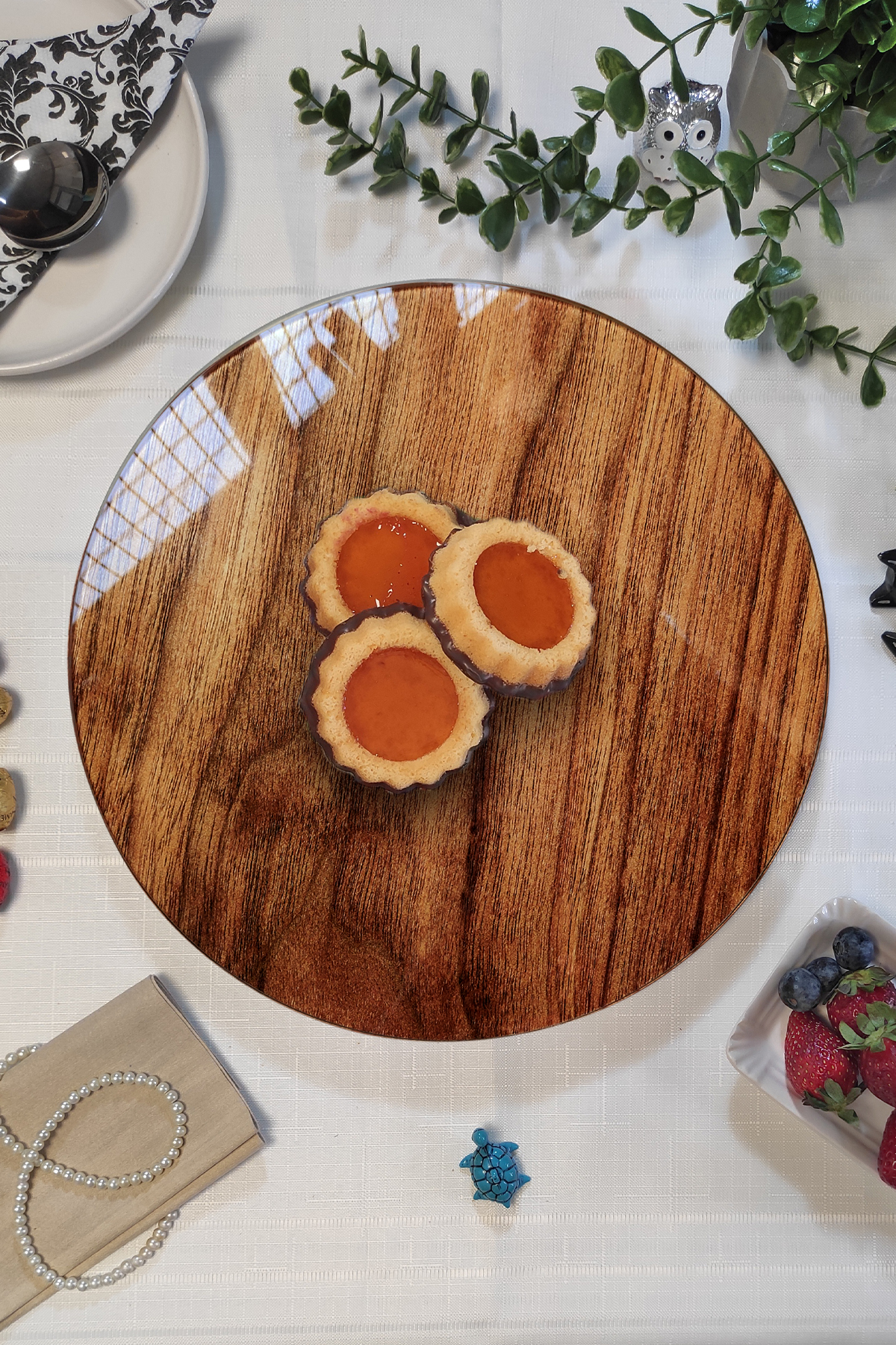 Ahşap Desenli Dönen Sunum Tabağı