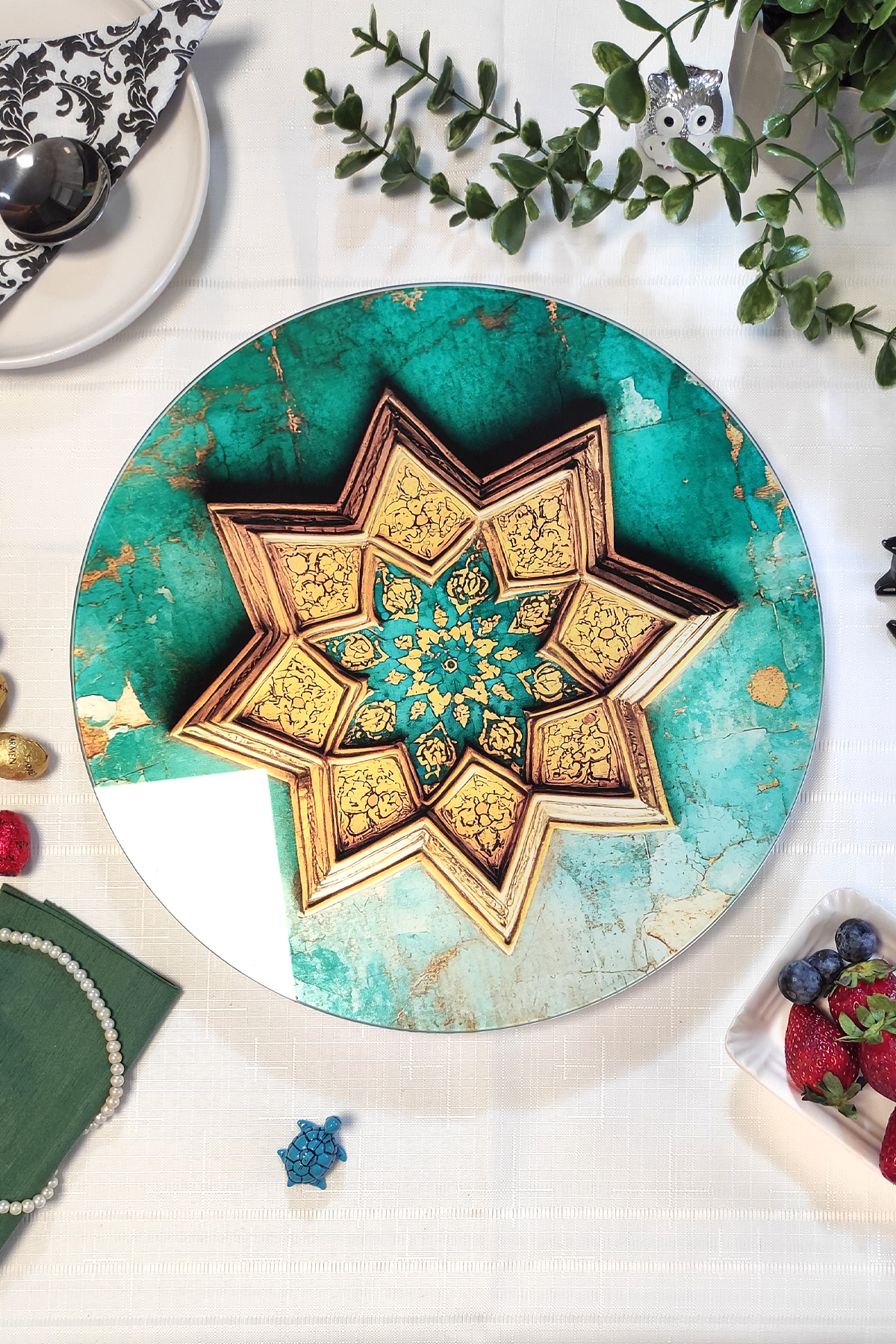 Selçuklu Antik Desenli Dönen Sunum Tabağı